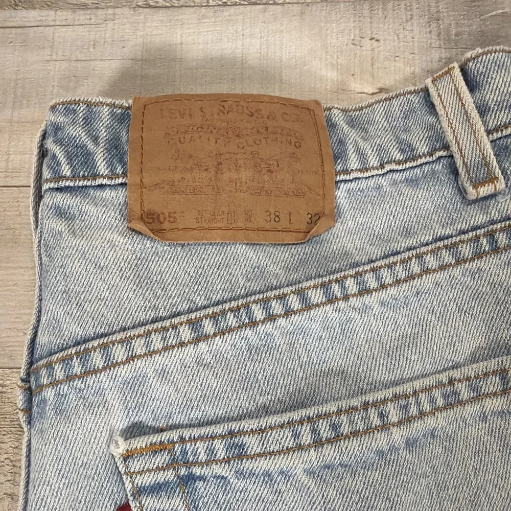 Vintage Levis 505 Jeans Mens Size 38x32 Light Wash Made In USA 90's  Denim Pants